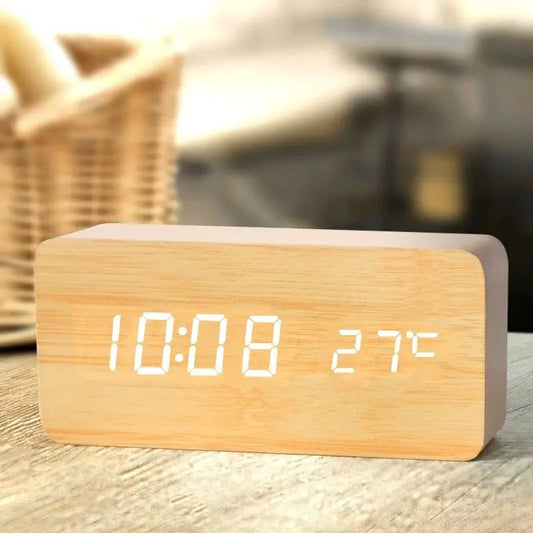 WoodGlow™ LED Clock – Natural Look, Smart Function
